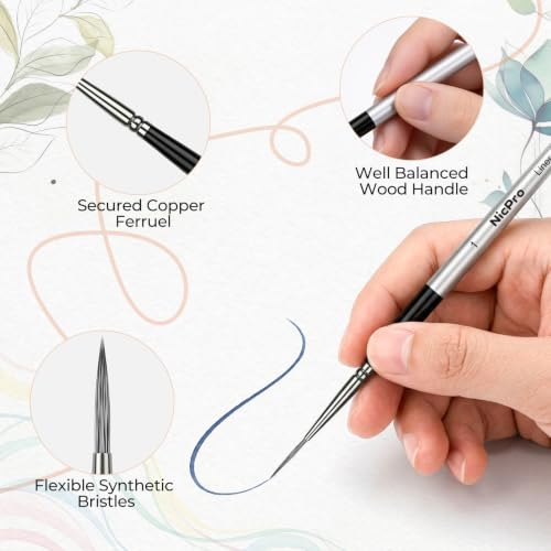 Nicpro 10 PCS Rigger Liner Paint Brush Set for Watercolor, Gouache, Acrylic - size: 10 PCS - Rigger