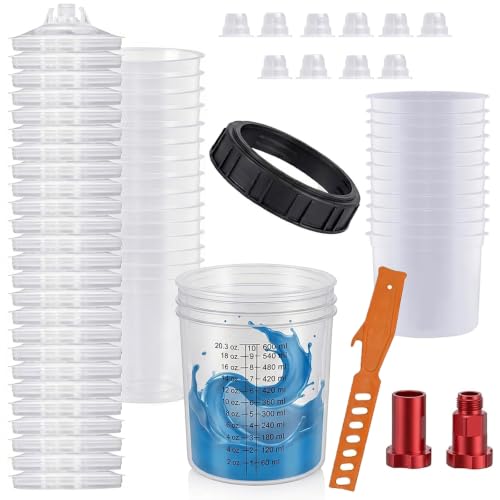 25Pcs 20oz(600ml) Disposable Paint Cups for HVLP/LVLP Automotive Spray Gun - color: 600ML & 25PCS