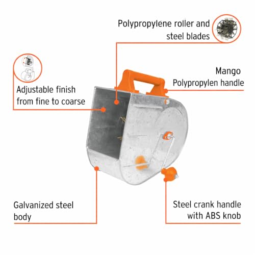 Truper Professional Galvanized Texture Applicator, Stucco Sprayer, Tirolera, 3.5 L Capacity, Adjustable Fine-to-Coarse Finish, Reversible Crank Handle (Model TIRO-G /13008)