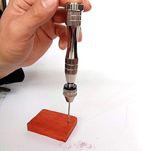 KINGFOREST Hand Drill, 20pc HSS Bits 0.8-3mm, for Wood Resin（Silver） - size: silver-20pcs drills