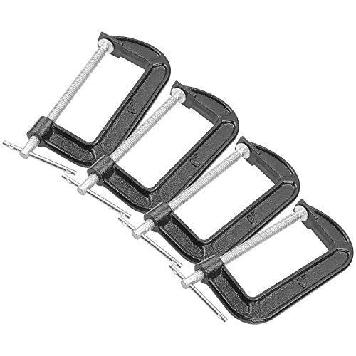 Abuff 4 Piece 6 Inch C-Clamp Set - Industrial Strength, Heavy Duty Iron C Clamps for Woodworking, Welding, and Building