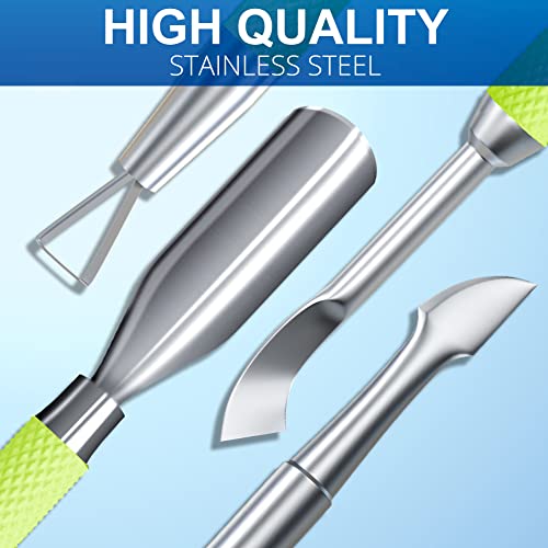 2PCS Neon Green Cuticle Pusher Tool and Scraper Nail Pusher - color: Neon Green