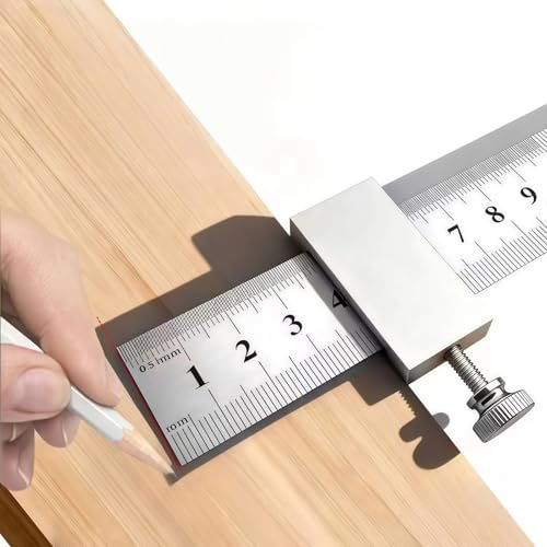 Aluminum Alloy Woodworking Ruler Stop, 11.8inch Steel Precision Scriber & Marking Gauge Woodworking Tools - color: Silver, size: 30cm