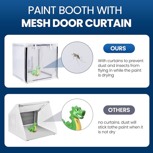 Airbrush Paint Spray Booth,with Filter & Curtain 30 inch Portable Spray Paint Booth Tool, Tool for DIY Projects, White (30inch)