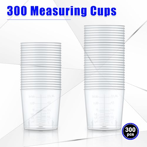 Konohan 300 Pack 2oz/ 60 ml Plastic Measuring Cups Clear Graduated Resin - size: 2oz/ 60 ml