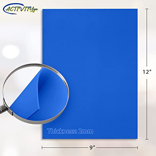 Blue EVA Foam Sheets, 9 x 12 Inch, 2mm Thick Handicraft Foam Paper for Arts and Crafts, by ACTIVITYya - 10 Sheets - color: BLUE