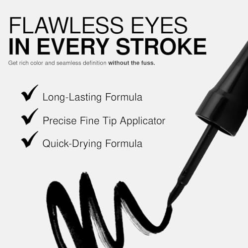 Palladio Liquid Eyeliner, Black Shimmer, Highly Pigmented, Waterproof, Smear-Proof, Includes Easy G Wand Applicator - color: Black Shimmer