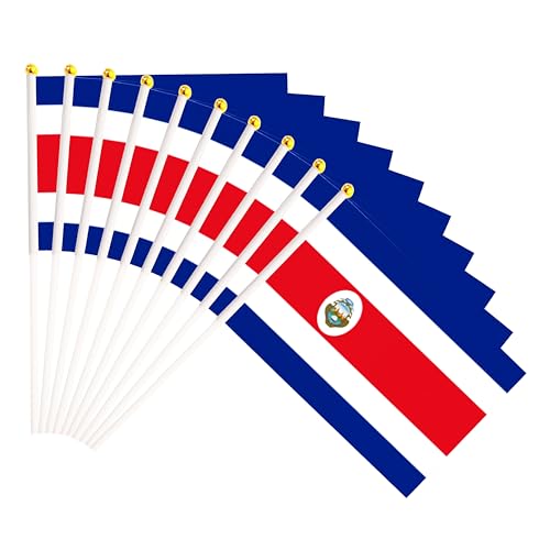 50 Pack Costa Rica Costa Rican on Stick Flags,Small Mini Hand Held Costa Rica Costa Rican Flags 5.5x8.3 Inch, Grand Opening, Carnival,Party Events Celebration - color: Costa Rica