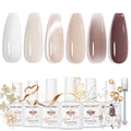 modelones Jelly Gel Nail Polish Set, Hema Free Nude White Brown Cat Eye - color: A A0 Nude Essence