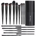 BS-MALL Makeup Brush Set 18 Pcs Premium Synthetic Foundation Powder Concealers Eye shadows Blush Makeup Brushes with black case (C-Black） - color: C-Black
