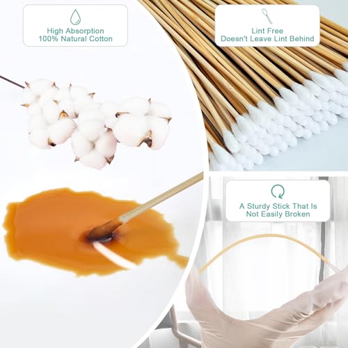 500 Count 6-Inch Long Cotton Swabs for Cleaning with Wooden Stick - size: 500 Round
