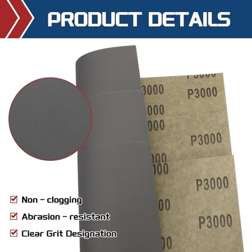 25Pcs Sand Paper 5.5x9Inch 3000Grit Silicon Carbide Sandpaper Sheets - size: 5.5 x 9 Inch(3000 Grit)