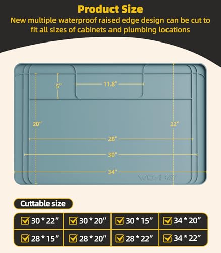 Under Sink Mats for Kitchen Waterproof 34"x22",Teal - color: Teal