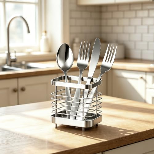 Utensil Holder, Stainless Steel Utensil Drying Rack for Kitchen Counter - color: Small, Silver