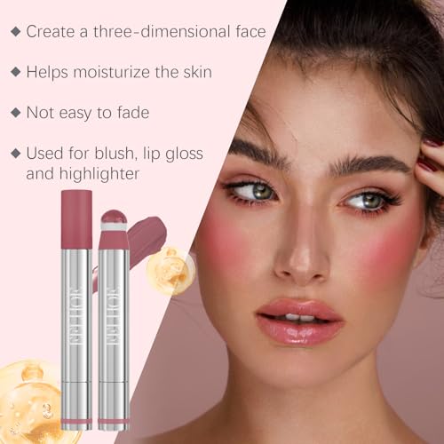 Liquid Blush for Cheeks, Blush Beauty Stick With Soft Cushion Applicator For Radiant, Flushed Cheeks, Infused With Squalane, Vegan & Cruelty-free,Plum