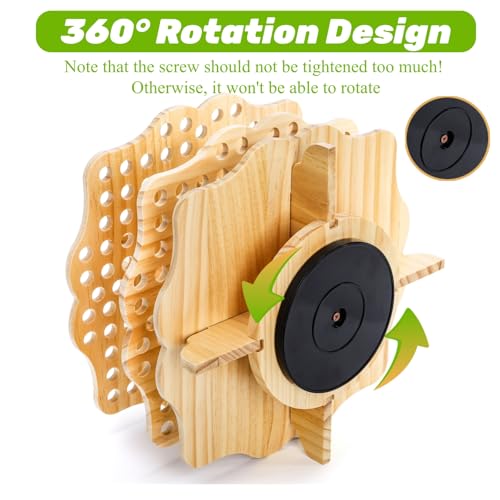 Peohud Wooden Pen Holder, 124 Slots Rotating Pencil Display Stand, Portable Paint Brush Organizer for Colored Pencils, Watercolor Brushes, Art Brushes, Office, Desktop