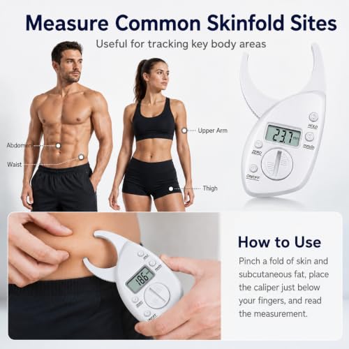 Digital Body Fat Caliper with LCD Display, Skinfold Tester and Tape Measure
