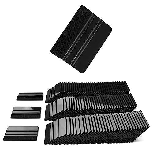 NEWISHTOOL 100 PCS Felt Squeegee for Vinyl, PPF Tint Wrap Application Tool - color: Black