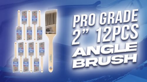 Pro Grade Paint Brushes, 2 Inch Angle Paint Brush, Walls & Trim, 12 Pack - size: 2 inches