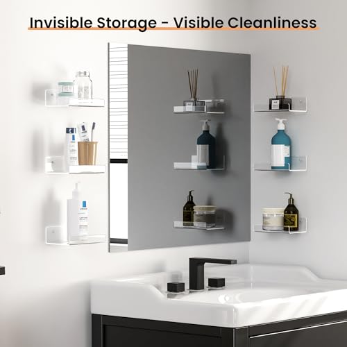 upsimples 6" Acrylic Shelves, Small Shelf for Wall Decor and Display, 6 Pcs - size: 6x4"