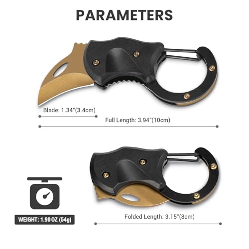 FUNBRO Small Pocket Knife for Men, Edc Knives Tool - color: 1 Pack Gold