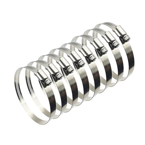 4 Inch Adjustable 304 Stainless Steel Duct Clamps Hose Clamp (8Pcs) - size: 4" -8Pcs