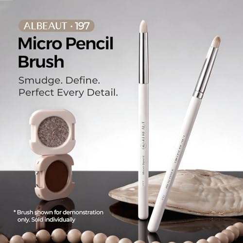 Albeaut Small Eyeshadow Brush, Soft Firm Pencil Brush with Precise Point, Eyeliner Smudge Tool, Delicate Areas Eye Shadow Applicator for Inner Eye & Different Eye Shape (197 Micro Pencil) - style: 197 Micro Pencil