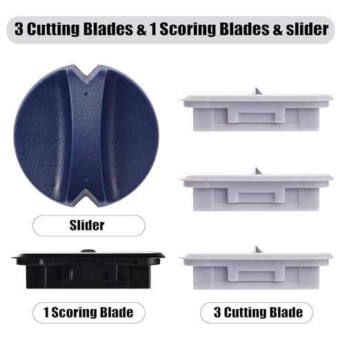 4-Pack Trimmer Replacement Blades for Fiskars Paper Trimmer, Replacement Blade for All Series of Fiskars/Portable&Precision Trimmer,Arts and Crafts,3 Cutting&1 Scoring Blades,a Slider,Blue - style: Blue (4 Blades)