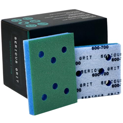 Serious Grit - 3x4 1/2" Foam Sanding Pads - 600-700 Grit Finish - 10 Pack - size: 600-700, style: 12.7mm Foam