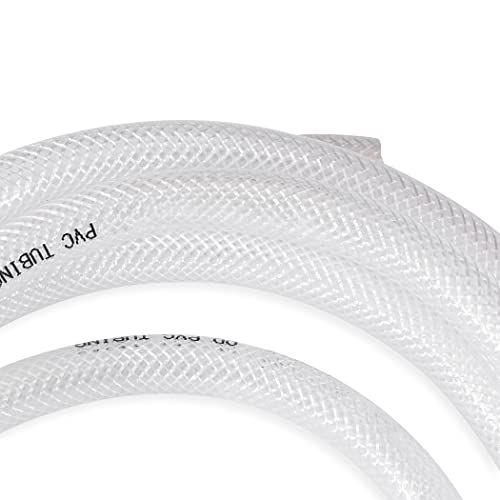 DAVCO 1/4" ID × 100 ft High Pressure Braided Clear Hose Vinyl Tubing - size: 1/4"ID, style: 100 Feet