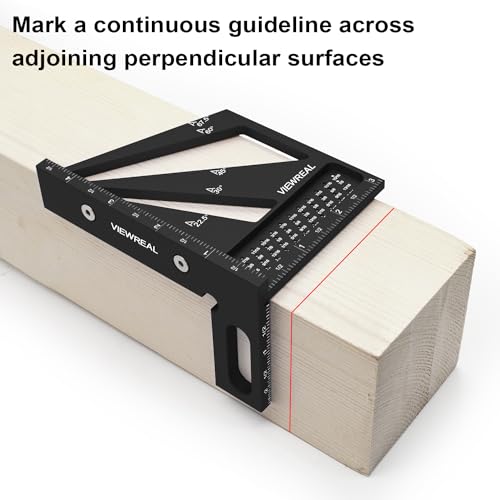 Multi-Angle Measuring Ruler,3D Woodworking Square, 22.5-90 Degree Aluminum Alloy Protractor for Precision Carpentry, Engineering & DIY Projects, Laser Etched, Durable, Portable - Black - color: Black