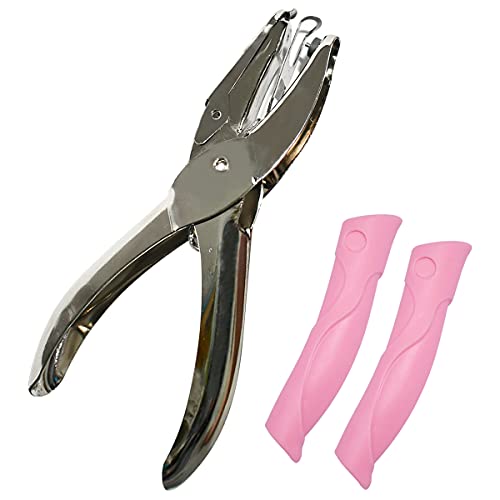 Handheld Hole Paper Punch Puncher with Pink Soft Handheld Grip