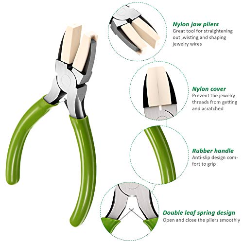 Mudder 2 Packs Nylon Jaw Pliers for Jewelry Making,Green - color: Green