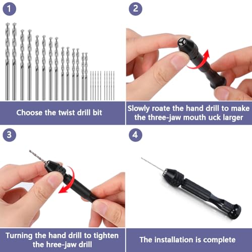 26Pcs Hand Drill Rotary Tool-Pin Vise Hand Drill + 25Pcs HSS Mini Drill Bit