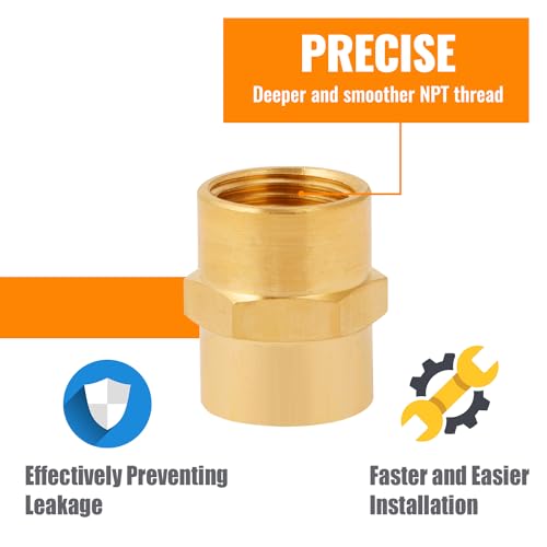 SUNGATOR 1/4" NPT Female Brass Pipe Fitting, Hex Coupling Adapter, 2-Pack - style: 2PCS 1/4" NPT Female