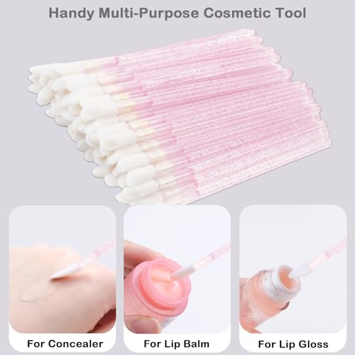 200Pcs Eyelash Extension Kit, Lash Spoolies Extension Supplies Eyebrow Brush Mascara Wands Lip Brushes Applicators Disposable Micro Swab Brushes for Lash Extensions Brow Lamination Kit, Crystal Pink - color: Crystal Pink