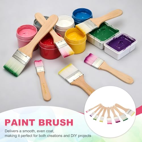 PATIKIL 6Pcs Wooden Paint Brush Set, 6.1" Nylon Bristle Flat Brushes #7 - color: Purple/White, size: #7