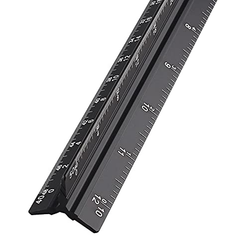 12" Engineer Scale Ruler Architectural Ruler Imperial, Black - color: Imperial Black