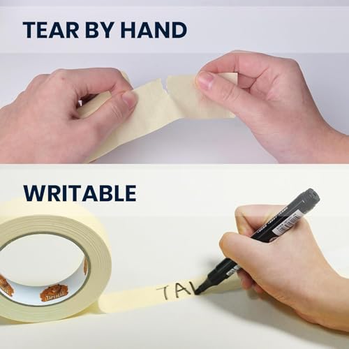 TAPEBEAR General Purpose Masking Tape Beige White 2" x 60Yards x 36Rolls - size: 2" x 60Yards x 36Rolls