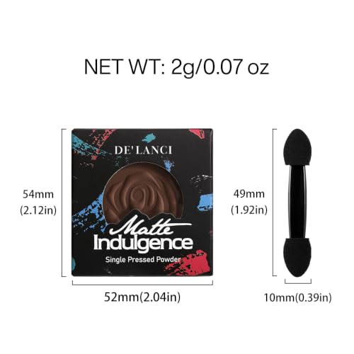 DE'LANCI Matte Brown Eyeshadow, Single Coffee Caramel Brown High Pigment Eyeshadow Palette, Waterproof Natural Nude Warm Eye Shadow with Applicator, Easy Use for Women Daily, Festival Makeup - color: Brown