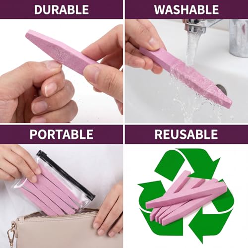 Mudder 20 Pcs Stone Nail File Pumice Stick for Nail Buffing Tool,Pink - color: Pink