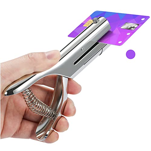 Hole Punch 2" Reach 3/8 inch Single Hole Punch,Heavy Duty Hole Puncher Single,Paper Punch Portable Hand Held Long Hole Puncher for Paper Cards Plastic Cardboard (Silver) (3/8"-10mm Hole) - size: 3/8"-10mm Hole