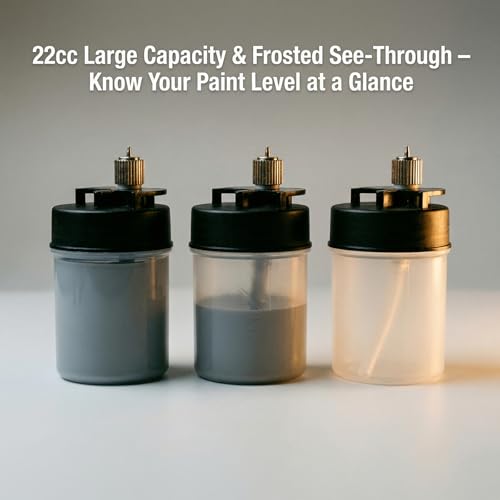 T TOGUSH 15-Pack 0.5mm Airbrush Bottle Cups, 22ml No-Clean Siphon Feed Airbrush for Large Area Spray Painting Furniture, Walls, Auto, Leather, Model Kits, Fits Single Action Airbrush Guns - color: white