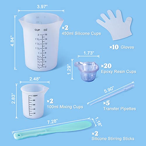 LET'S RESIN Silicone Measuring Cups, 450 ml and 100 ml Mixing Kit - size: 450ml