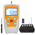 Digital Electronic Pull Gauge Tester 110LB/500N Force Gauge Push-Pull Meter Tension Compression Pressure Testing Thrust Meter Peak Mode with 6 Kinds of Probe and Extension Rod (110LB 500N) - size: 110LB 500N