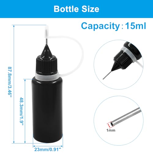 Piutouyar 15ml Black Precision Tip Applicator Bottle, 10 Pcs - size: 15ml