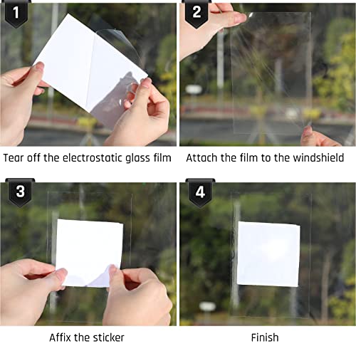 9 Sheets Windshield Sticker Applicator and Blue Plastic Hand Applicator Squeegee Static Cling Window Film Clear Car Window Stickers 4 x 6 Inches Automotive Decals, Easy to Remove and Reapply