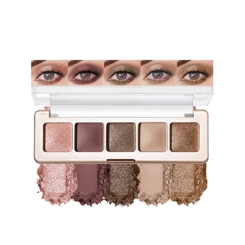Olive Green Brown Pink Matte Eyeshadow Palettes, 5 Color Natural Shimmer Gold Everyday Basic Eye Shadow Palette Makeup for Older Women,Suitable for Blue Hazel Eyes,Brightening Eye Mini Travel Size 04# - color: B-#04