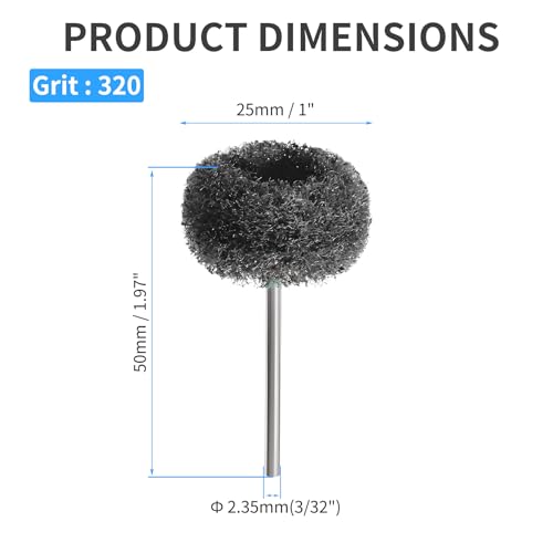 12PCS 25mm Black Abrasive Buffing Wheel, 320 Grit, 3/32" Shank - style: Black