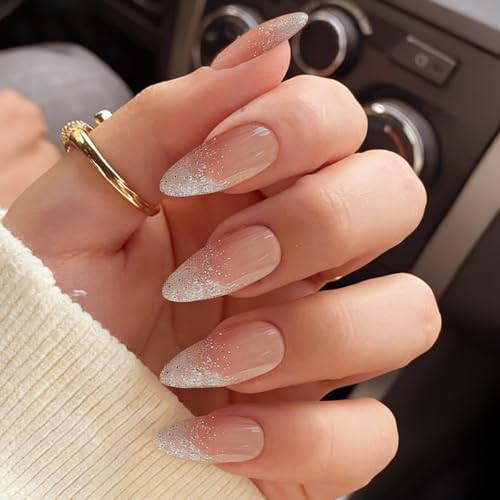 20PCS Nude Glitter Semi Cured Gel Nail Strips Wraps for Women - color: 04-nude